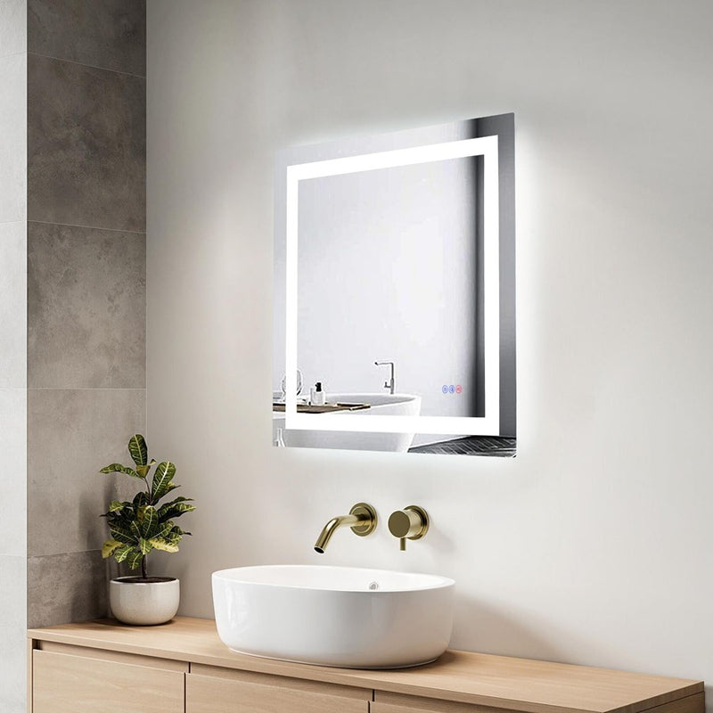 Elegant Kitchen and Bath Riven 2 Strip Light 30x30 LED Mirror, White
