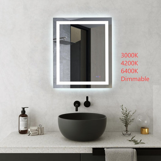 Elegant Kitchen and Bath Riven 2 Strip Light 36x30 LED Mirror, White