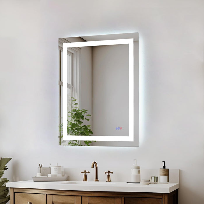 Elegant Kitchen and Bath Riven 2 Strip Light 36x30 LED Mirror, White