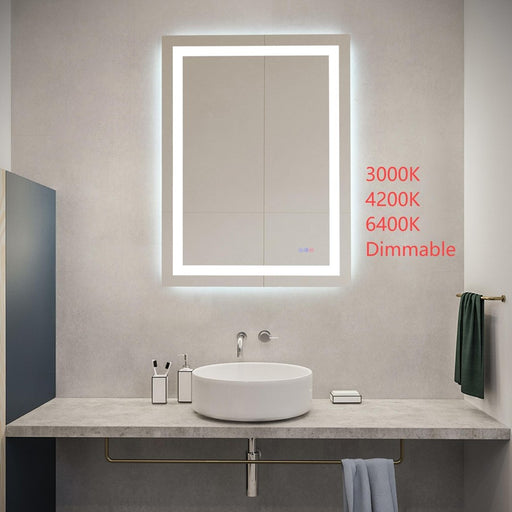 Elegant Kitchen and Bath Riven 2 Strip Light 40x30 LED Mirror, White