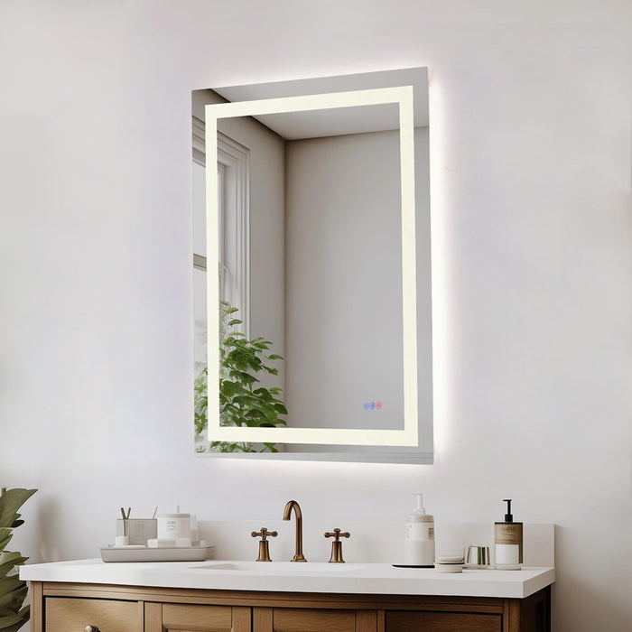 Elegant Kitchen and Bath Riven 2 Strip Light 40x30 LED Mirror, White
