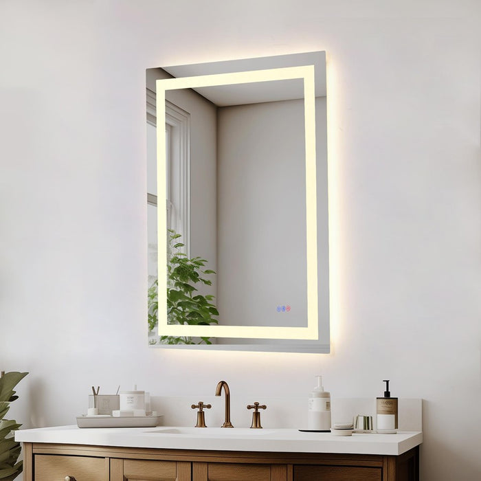 Elegant Kitchen and Bath Riven 2 Strip Light 40x30 LED Mirror, White
