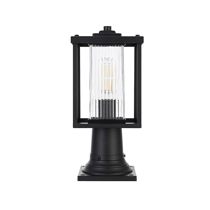 Elegant Lighting Dover 1 Light Outdoor Post Light, Black/Clear