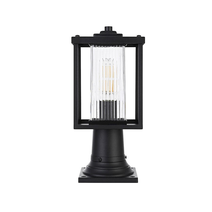 Elegant Lighting Dover 1 Light Outdoor Post Light, Black/Clear