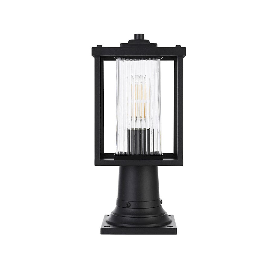 Elegant Lighting Dover 1 Light Outdoor Post Light, Black/Clear