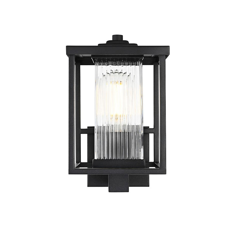 Elegant Lighting Dover 1 Light Outdoor Sconce, Black/Clear