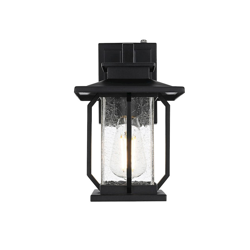 Elegant Lighting Salem 1 Light Outdoor Sconce, Black/Clear