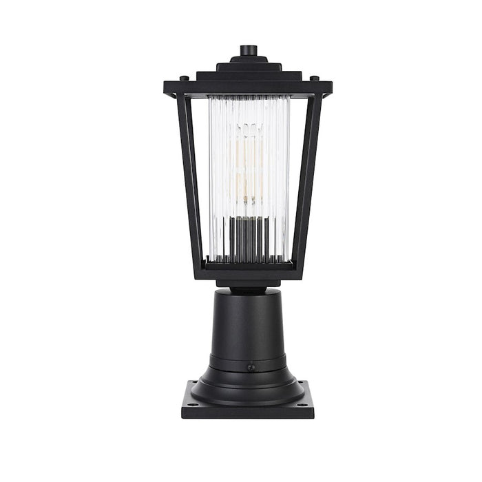 Elegant Lighting York 1 Light 16" Outdoor Post Light, Black/Clear