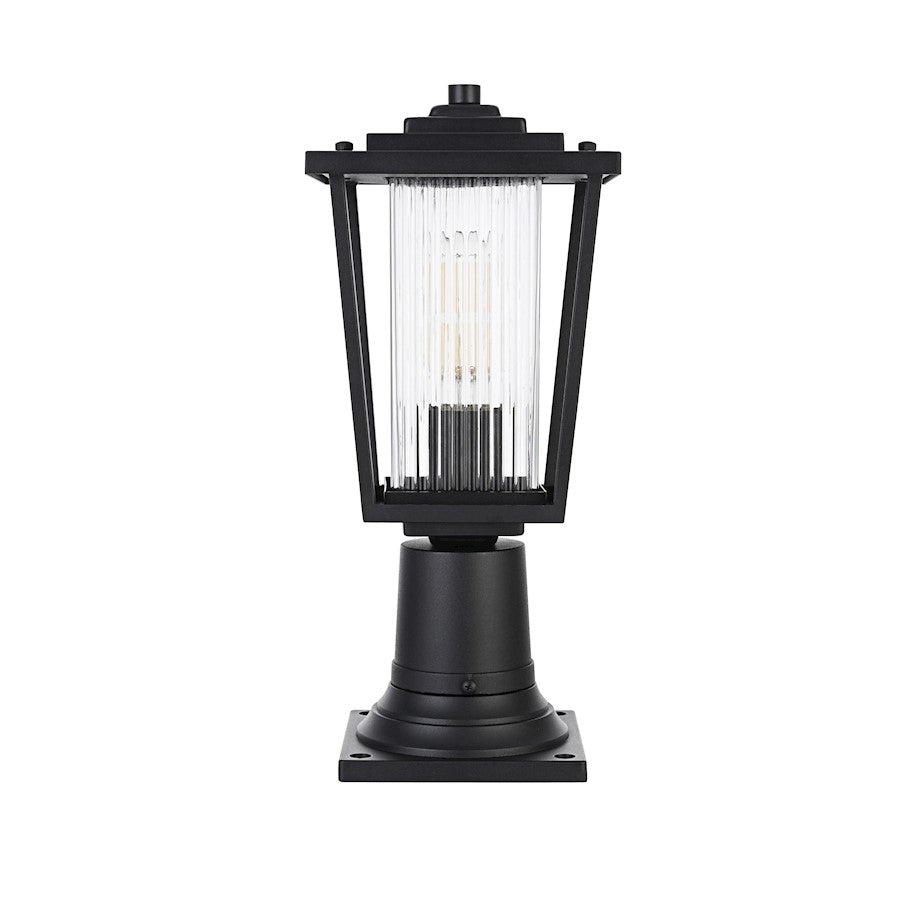 Elegant Lighting York 1 Light 16" Outdoor Post Light, Black/Clear