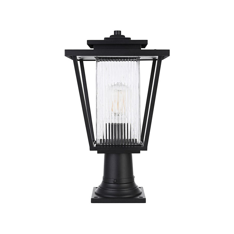 Elegant Lighting York 1 Light 18" Outdoor Post Light, Black/Clear