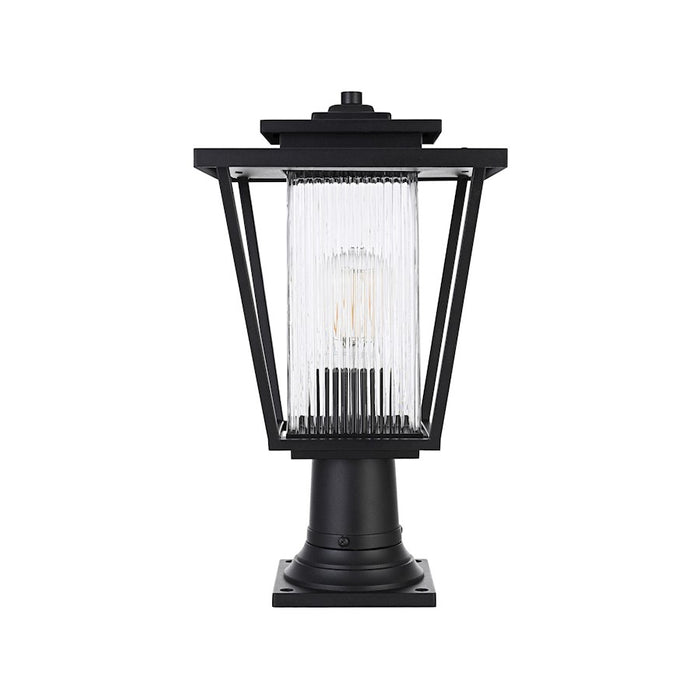 Elegant Lighting York 1 Light 18" Outdoor Post Light, Black/Clear