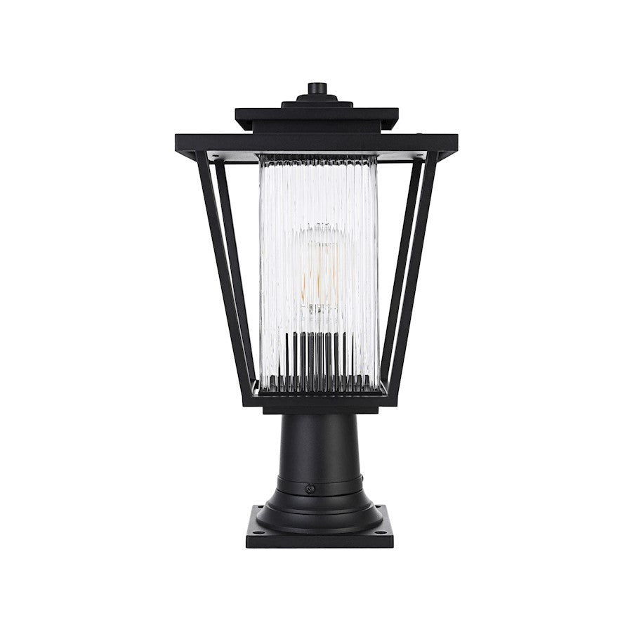 Elegant Lighting York 1 Light 18" Outdoor Post Light, Black/Clear