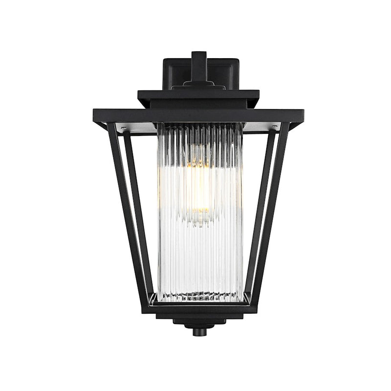 Elegant Lighting York 1 Light 16" Outdoor Sconce, Black/Clear