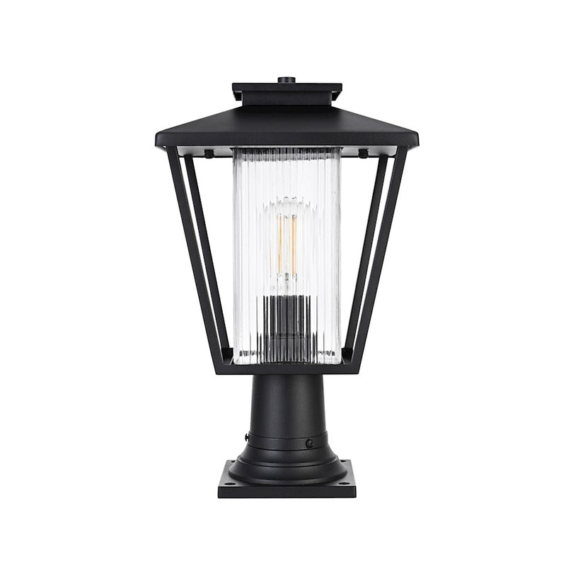 Elegant Lighting Gaul 1 Light Outdoor Post Light, Black/Clear