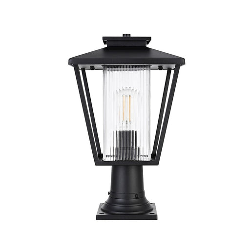 Elegant Lighting Gaul 1 Light Outdoor Post Light, Black/Clear