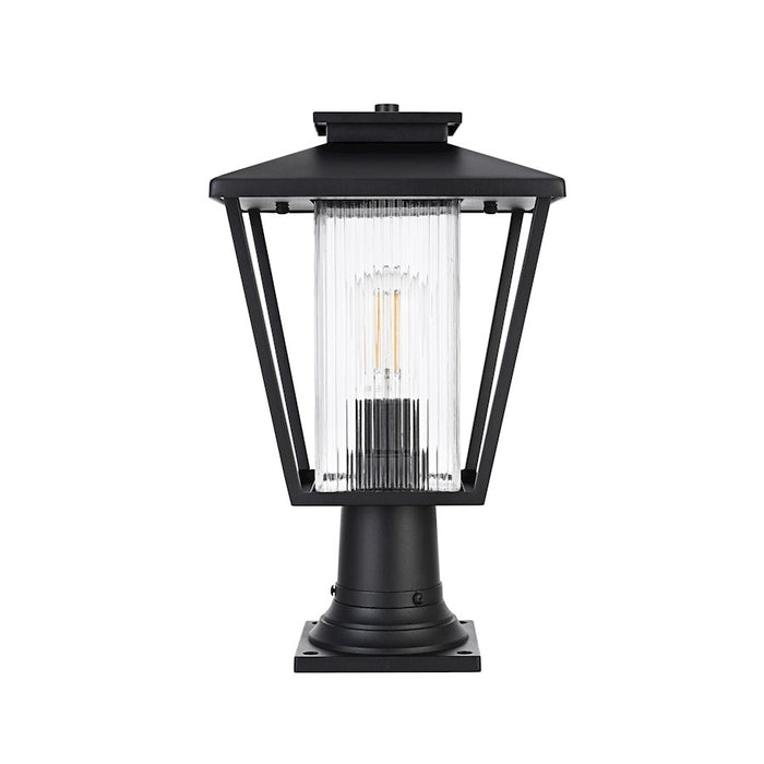 Elegant Lighting Gaul 1 Light Outdoor Post Light, Black/Clear