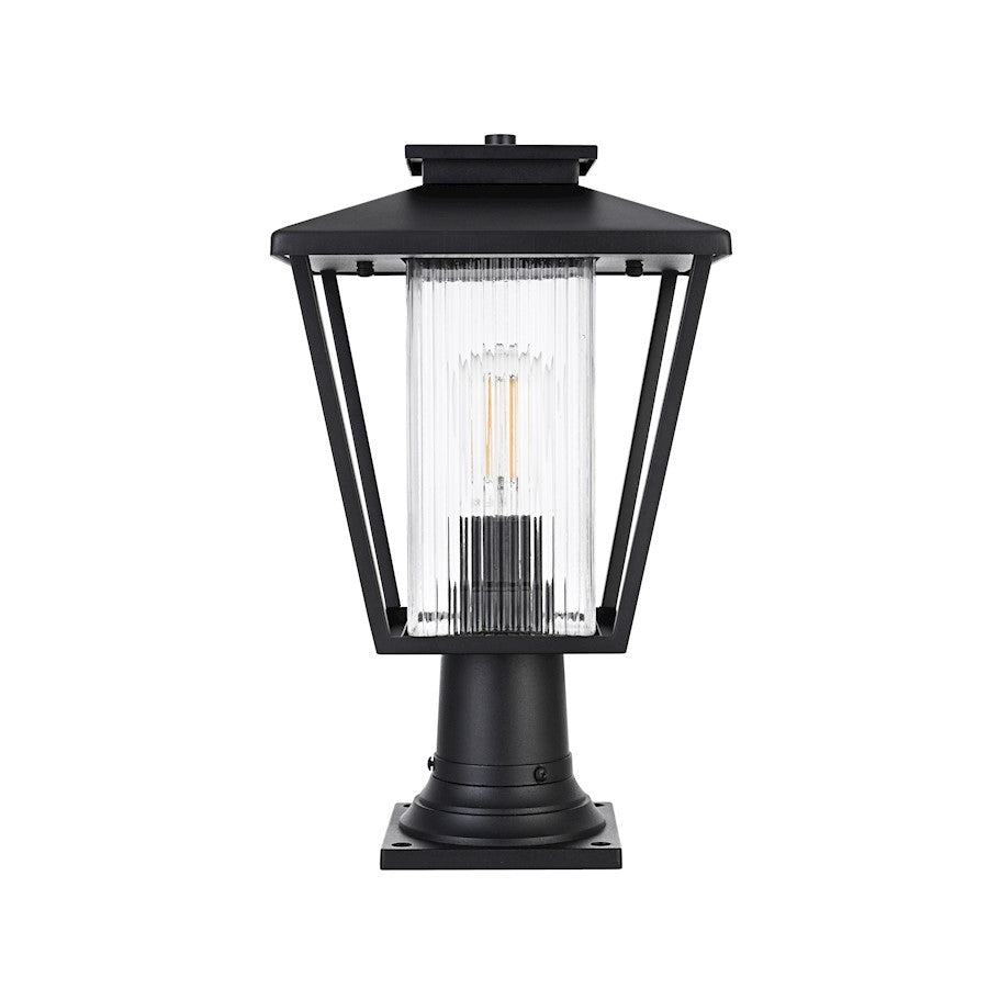 Elegant Lighting Gaul 1 Light Outdoor Post Light, Black/Clear