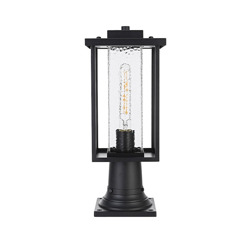Elegant Lighting Philip 1 Light Outdoor Post Light, Black/Clear