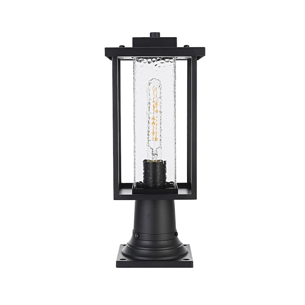 Elegant Lighting Philip 1 Light Outdoor Post Light, Black/Clear