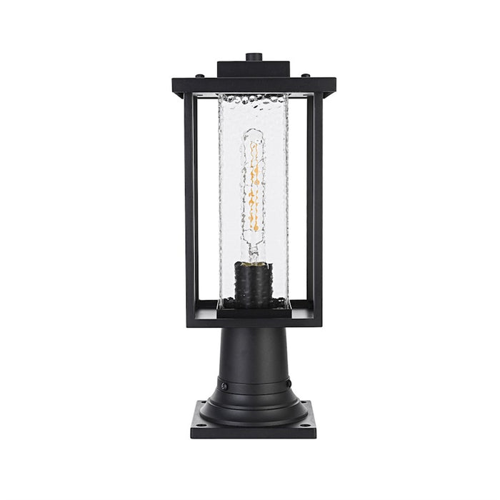 Elegant Lighting Philip 1 Light Outdoor Post Light, Black/Clear