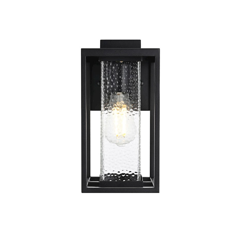 Elegant Lighting Philip 1 Light Outdoor Sconce, Black/Clear