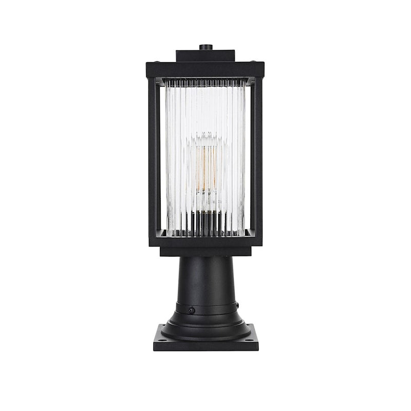 Elegant Lighting Ludlow 1 Light Outdoor Post Light, Black/Clear