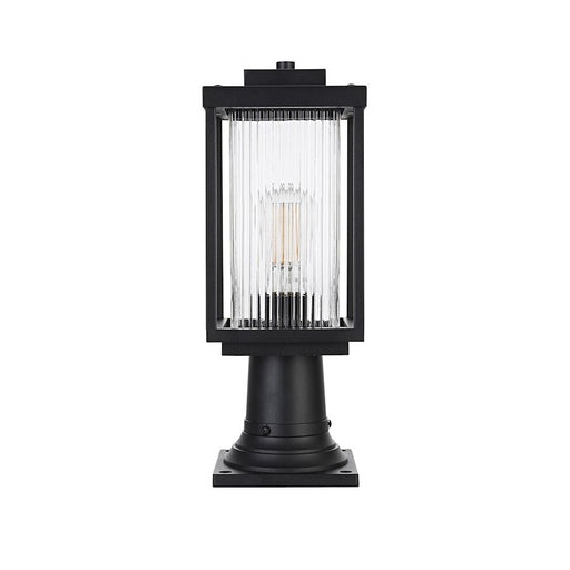 Elegant Lighting Ludlow 1 Light Outdoor Post Light, Black/Clear
