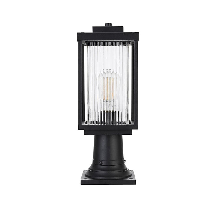 Elegant Lighting Ludlow 1 Light Outdoor Post Light, Black/Clear