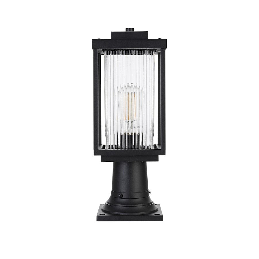 Elegant Lighting Ludlow 1 Light Outdoor Post Light, Black/Clear