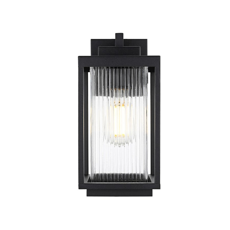 Elegant Lighting Ludlow 1 Light Outdoor Sconce, Black/Clear