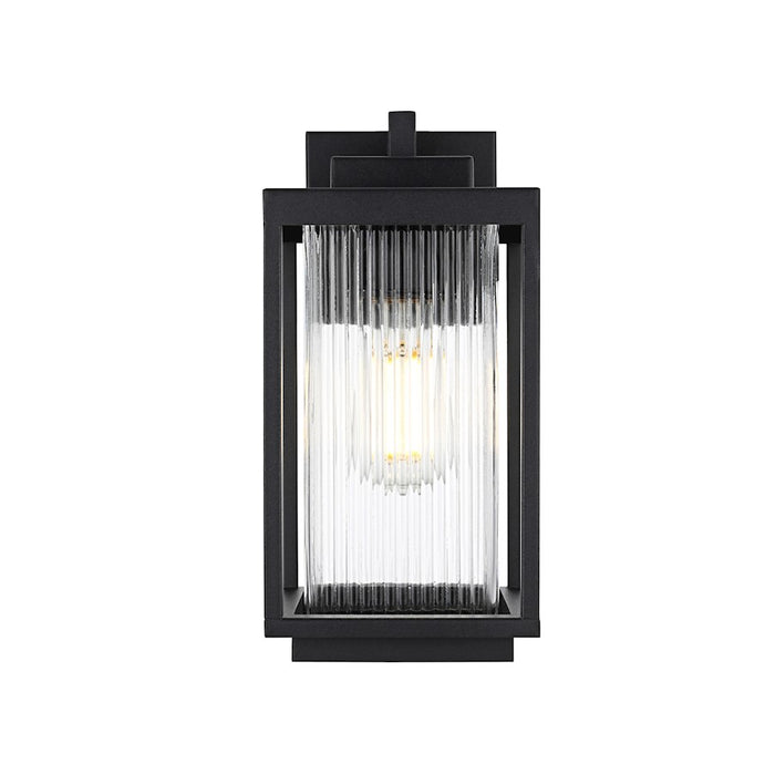 Elegant Lighting Ludlow 1 Light Outdoor Sconce, Black/Clear