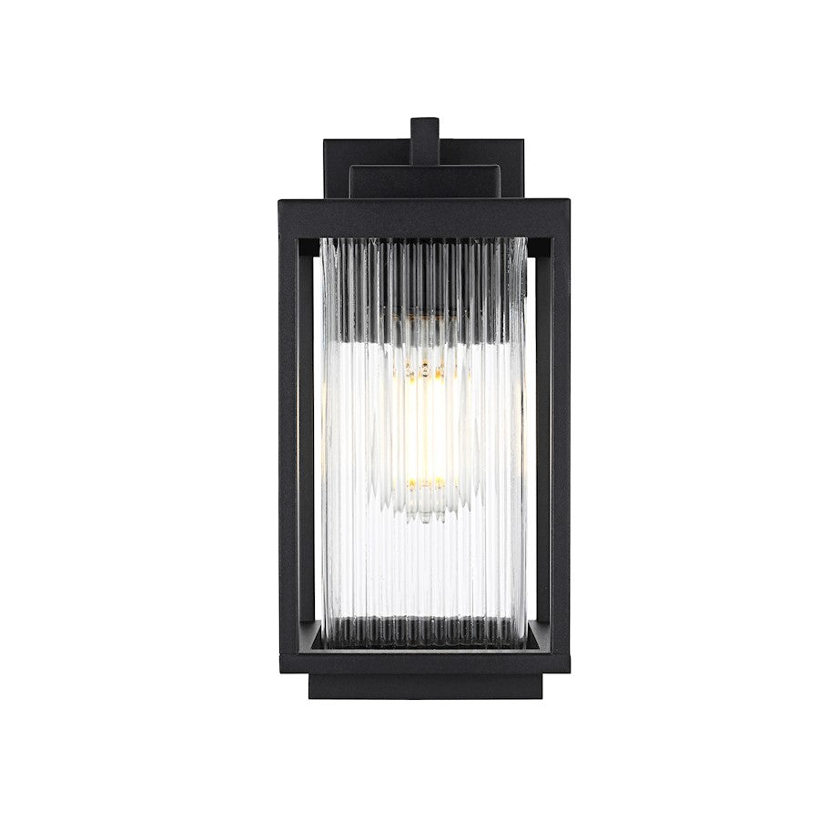 Elegant Lighting Ludlow 1 Light Outdoor Sconce, Black/Clear