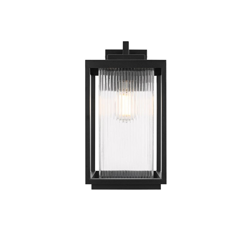 Elegant Lighting Ludlow 1 Light 8" Outdoor Wall Sconce, Black/Clear