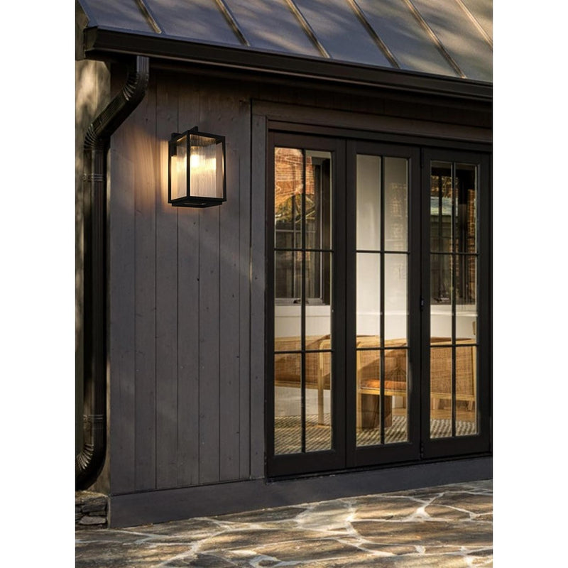 Elegant Lighting Ludlow 1 Light 8" Outdoor Wall Sconce, Black/Clear