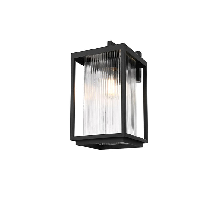 Elegant Lighting Ludlow 1 Light 8" Outdoor Wall Sconce, Black/Clear