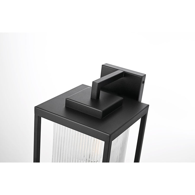 Elegant Lighting Ludlow 1 Light 8" Outdoor Wall Sconce, Black/Clear