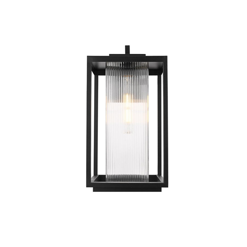 Elegant Lighting Ludlow 1Lt 10" Outdoor Wall Sconce, Black/Clear