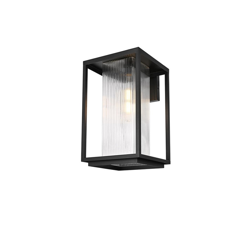 Elegant Lighting Ludlow 1Lt 10" Outdoor Wall Sconce, Black/Clear