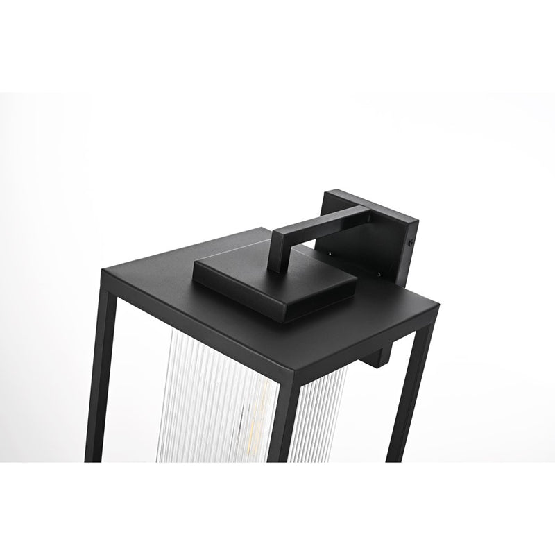 Elegant Lighting Ludlow 1Lt 10" Outdoor Wall Sconce, Black/Clear