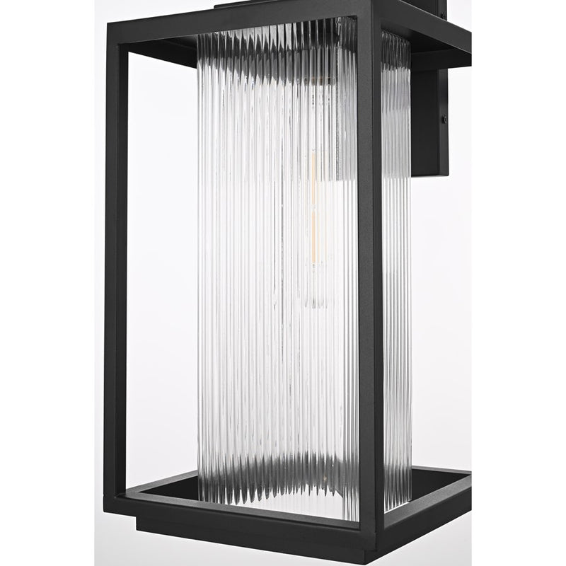 Elegant Lighting Ludlow 1Lt 10" Outdoor Wall Sconce, Black/Clear