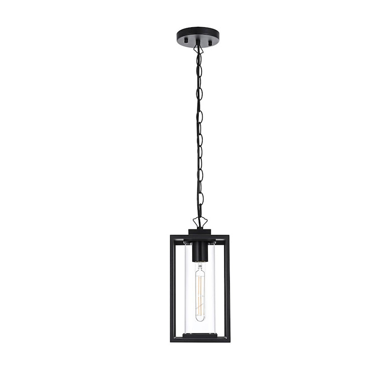 Elegant Lighting Memphis 1 Light Outdoor Pendant, Black/Clear