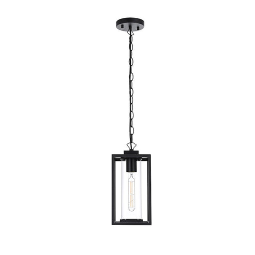 Elegant Lighting Memphis 1 Light Outdoor Pendant, Black/Clear