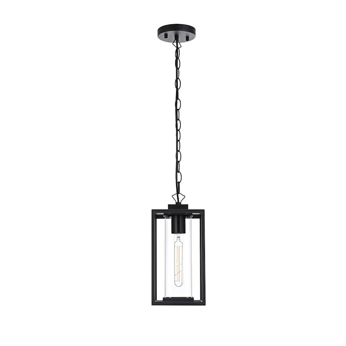 Elegant Lighting Memphis 1 Light Outdoor Pendant, Black/Clear