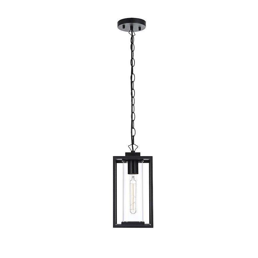 Elegant Lighting Memphis 1 Light Outdoor Pendant, Black/Clear
