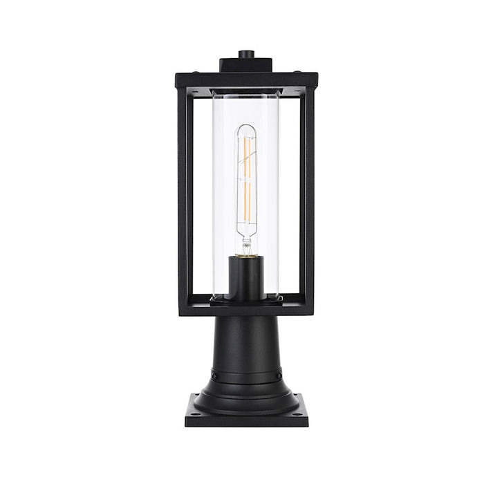 Elegant Lighting Memphis 1 Light Outdoor Post Light, Black/Clear