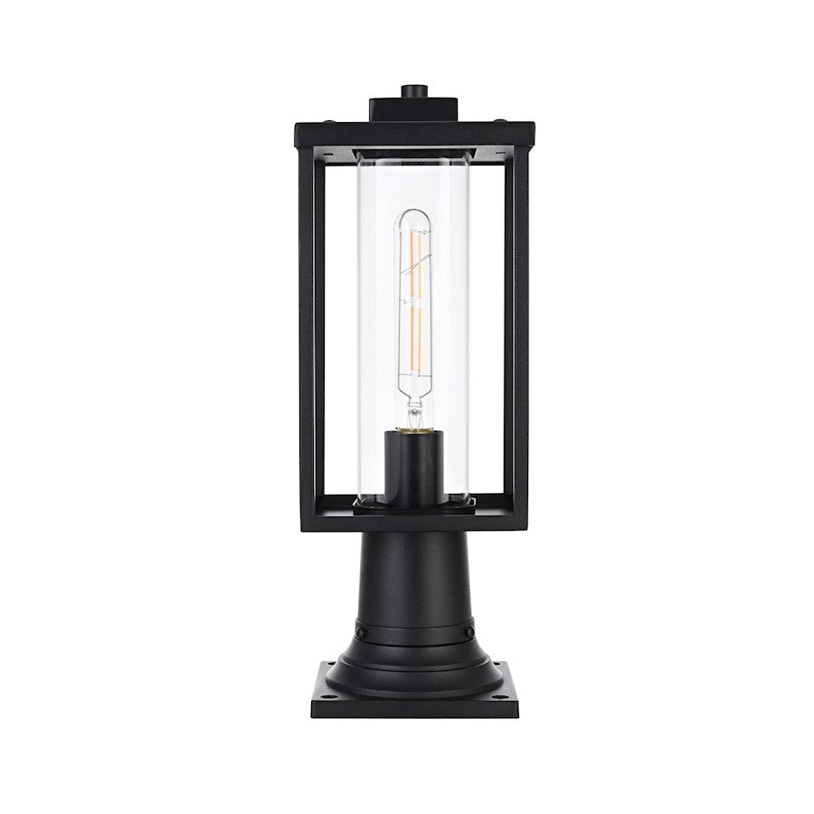 Elegant Lighting Memphis 1 Light Outdoor Post Light, Black/Clear