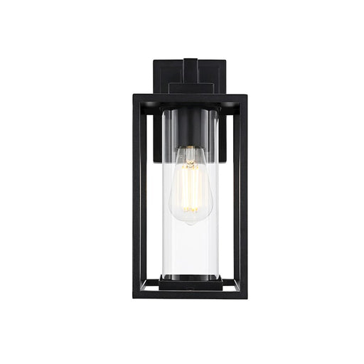 Elegant Lighting Memphis 1 Light Outdoor Sconce, Black/Clear - OD310W14BK