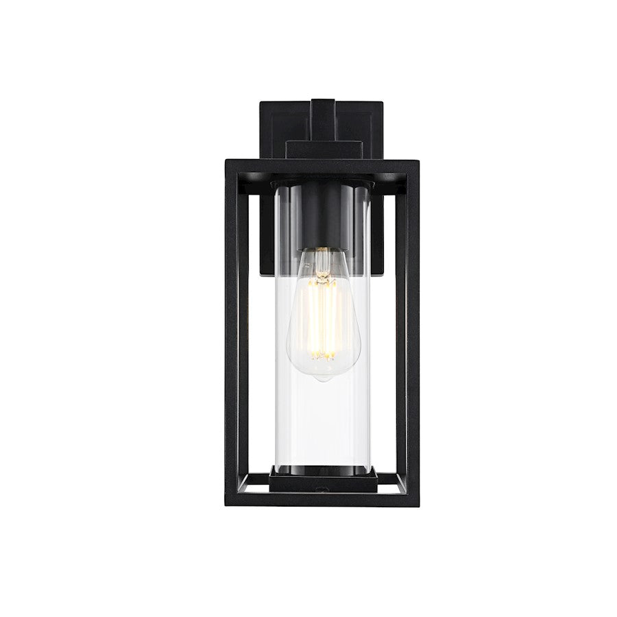 Elegant Lighting Memphis 1 Light Outdoor Sconce, Black/Clear