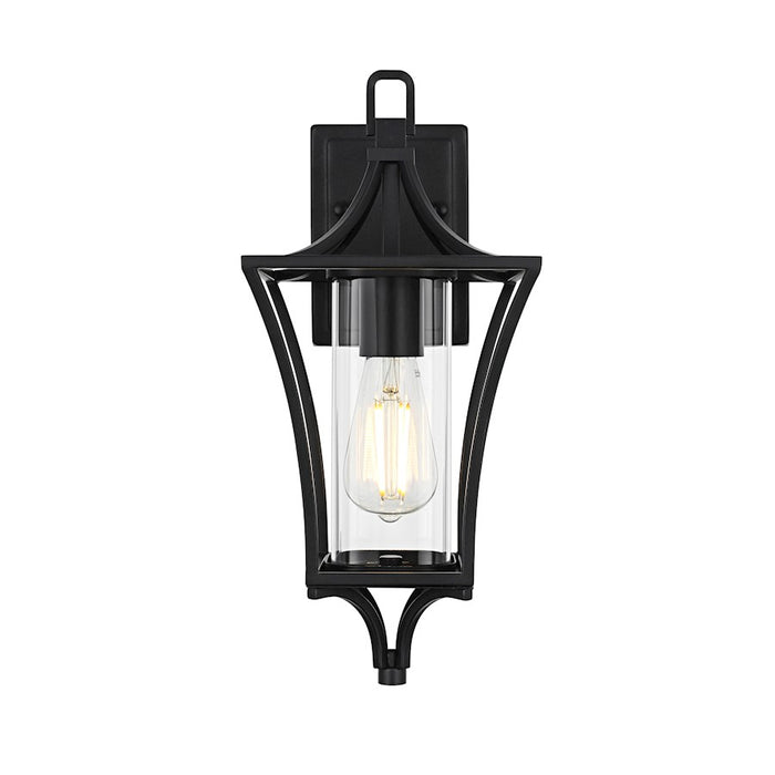 Elegant Lighting Belgrade 1 Light Outdoor Sconce, Black/Clear