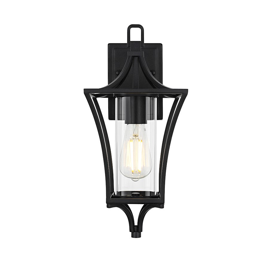 Elegant Lighting Belgrade 1 Light Outdoor Sconce, Black/Clear